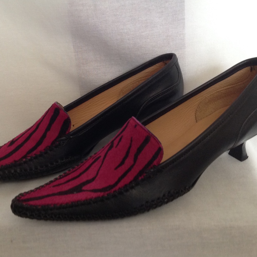 Gino Pellegrini Black Leather Pink Cowhair Pump